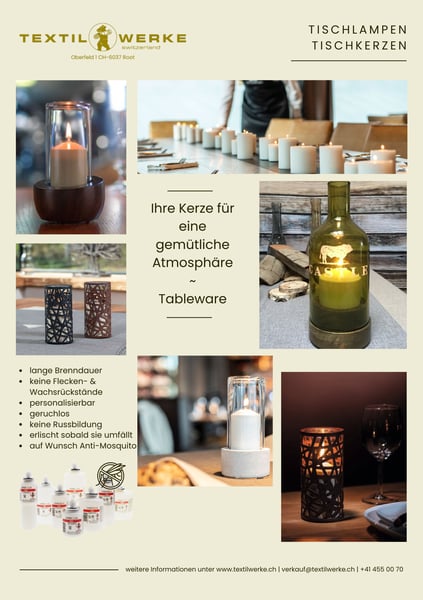 Flyer Tischlampen & -kerzen der Textilwerke AG TWB